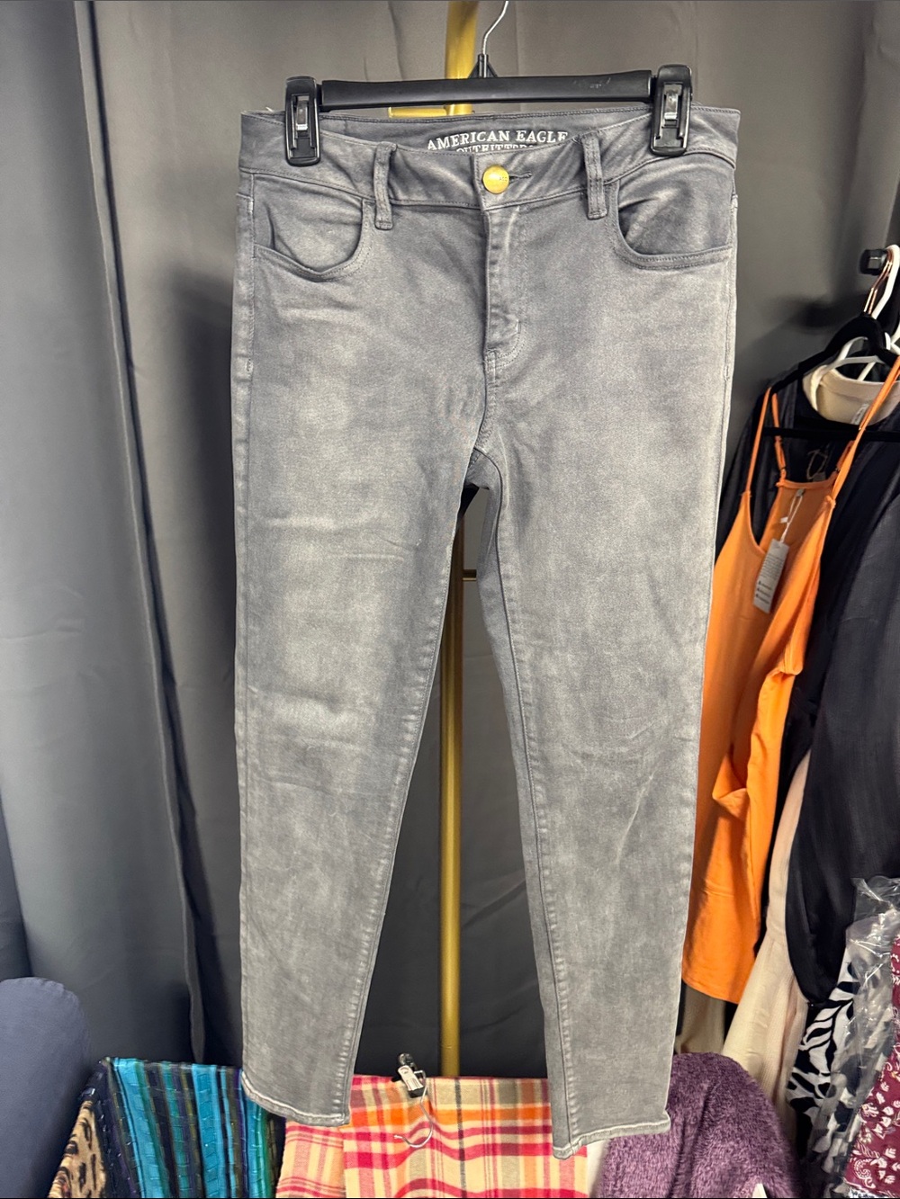 American Eagle Outfitters Grey Skinny Jeans - Washed Charcoal